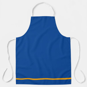 Fun Golden Orange Hem Stripe Deep Blue Background Apron