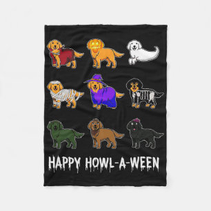 Fun Golden Retriever Dog Halloween Happy Howl-o-we Fleece Blanket