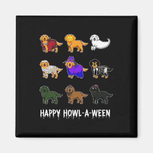 Fun Golden Retriever Dog Halloween Happy Howl-o-we Magnet