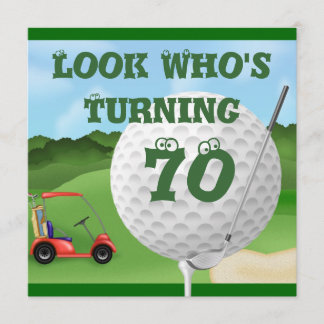 Fun Golf 70th Birthday Invitations TEMPLATE