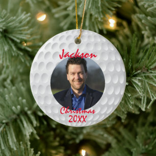 Fun Golf Ball Christmas Ceramic Ornament