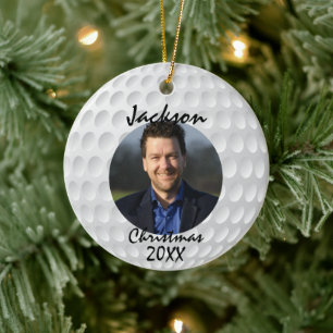 Fun Golf Ball Christmas Ceramic Ornament