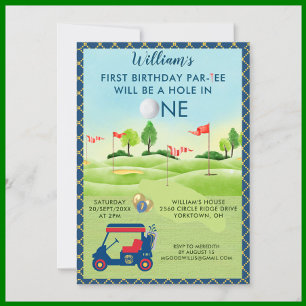 Fun Golf Boy 1st Birthday Par-Tee Invitation