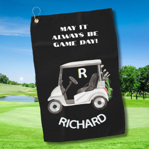 Fun Golf Cart Message Monogram Name Golf Towel