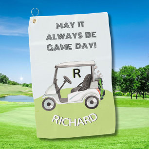Fun Golf Cart Message Monogram Name Towel