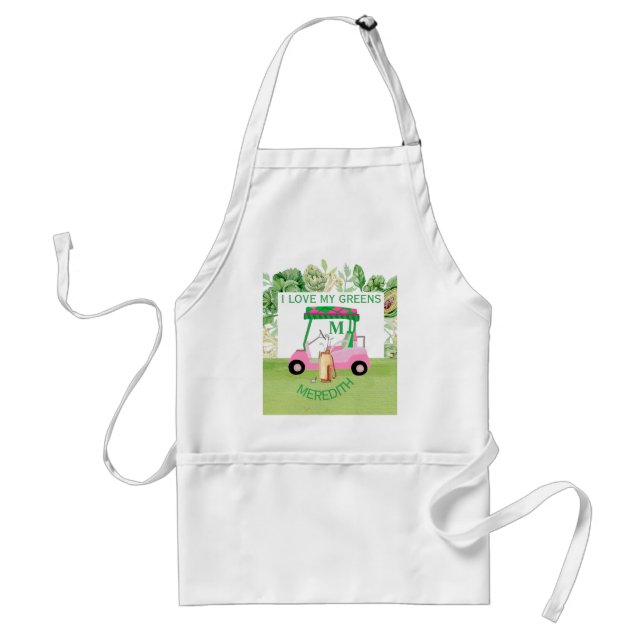 Fun Golf Cart Monogram Name Love Greens    Standard Apron (Front)