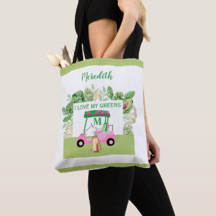 Fun Golf Cart Monogram Name Love Greens     Tote Bag