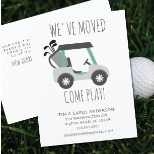 Fun Golf Cart Moving Announcement Card