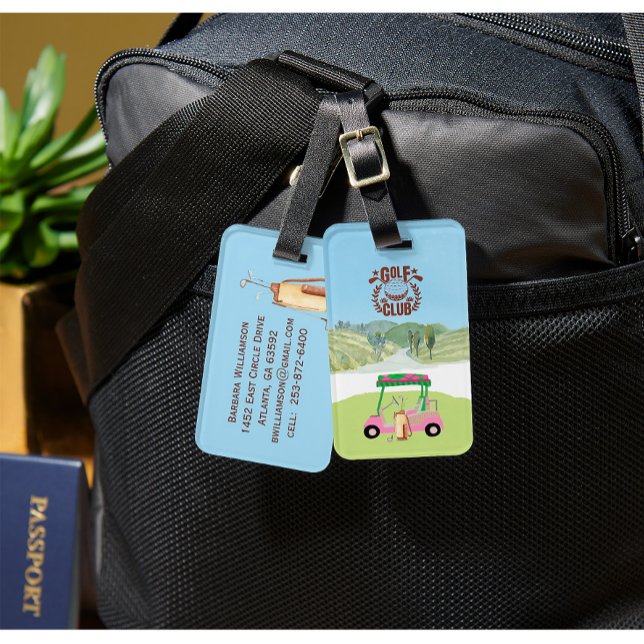 Fun Golf Cart Scenic League Club Logo  Luggage Tag (Creator Uploaded)