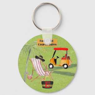 Fun Golf Course Rules Cart Beach Chair Monogram   Key Ring