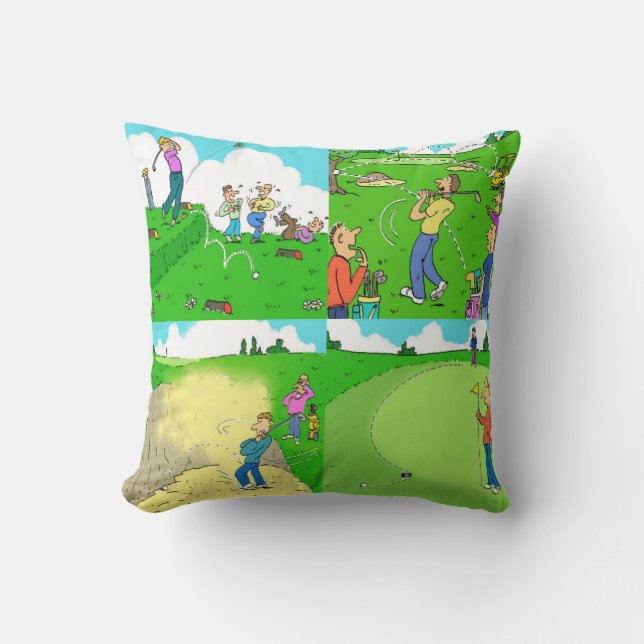 Fun Golf Cushion. Golfers Golfing Illustrations. Cushion (Front)