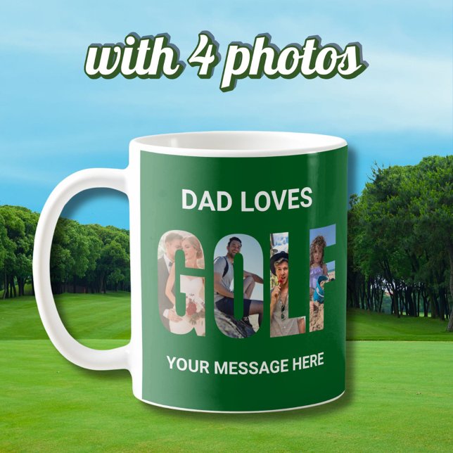 Fun Golf Custom 4 Photos Message Name  Coffee Mug (Creator Uploaded)