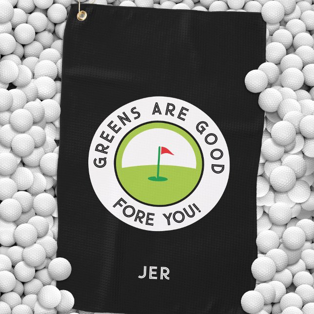 Fun Golf Greens Fore Golfer Funny Humour Custom Towel (Fun Golf Greens Fore Golfer Funny Humor Custom Golf Towel)