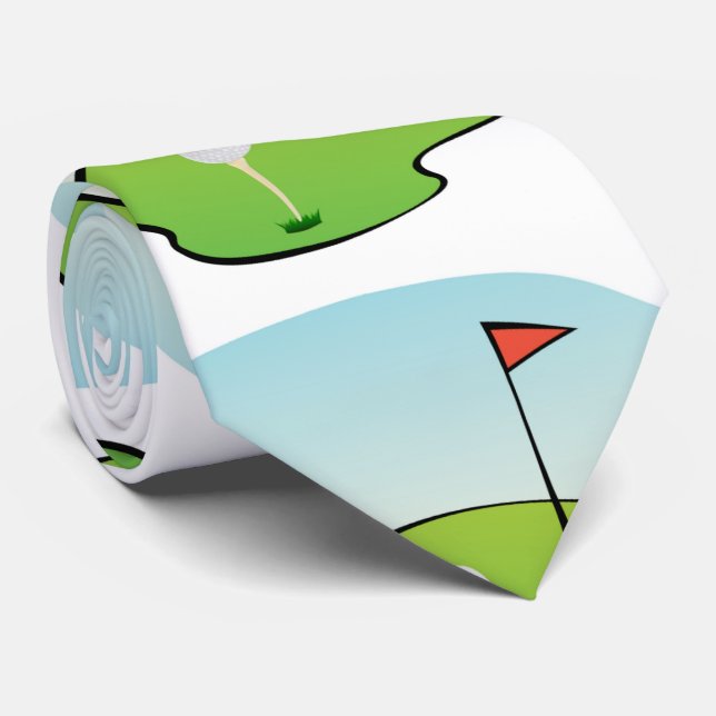 Fun Golf Pattern Neck Tie (Rolled)