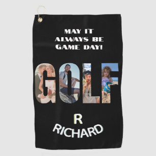 Fun Golf Photo Message Monogram Name Golf Towel
