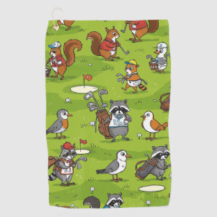 Fun Golf Scene with Animal Characters Towel