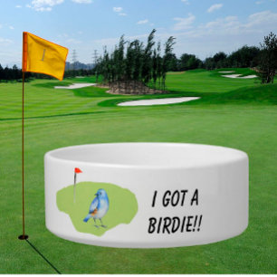 Fun Golf Theme Personalised Cat Golf Birdie  Bowl