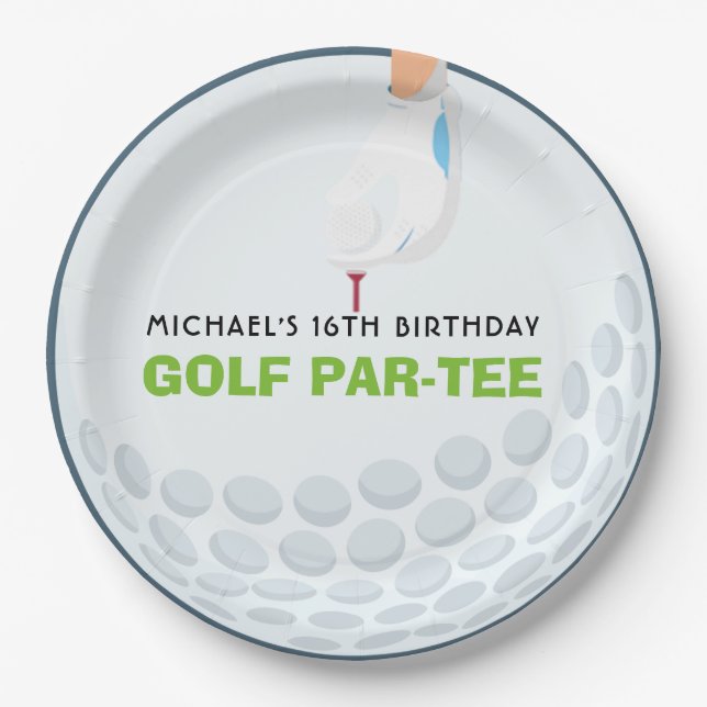 Fun Golf-Themed Birthday Party Paper Plate (Front)