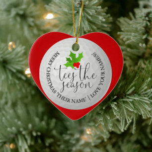 Fun Golfer Christmas Golf Gift Tees The Season Ceramic Ornament