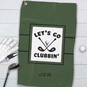 Fun Golfer Golf Modern Monogram Sports Green Black Golf Towel