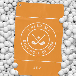 Fun Golfer Humour Golf Iron Sports Equipment Orang Golf Towel