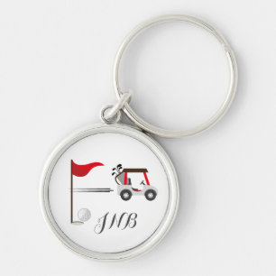 Fun Golfing Golf Cart Ball for Golfers Monogram Key Ring