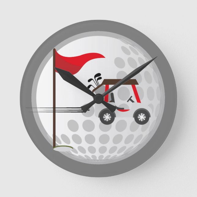 Fun Golfing Golf Cart Ball for Golfers Round Clock (Front)