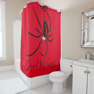 Fun Good Morning Red Back Spider Shower Curtain