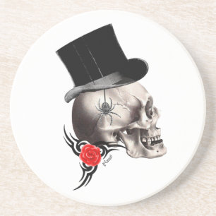 Fun Gothic skull tattoo style Coaster