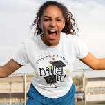 Fun Grad 2025 Nailed It Graduation T-Shirt<br><div class="desc">Fun Grad 2025 Nailed It Graduation. Let eveyone know the news of your grad with funky set typography Nailed It in Black with Cap and black board with Class of Year. Easily personalise the year in white on the blackboard and your name.</div>