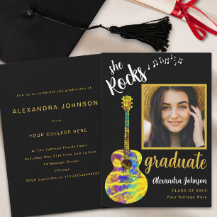 Fun Graduate Photo Gold Script Graduation Party Invitation
