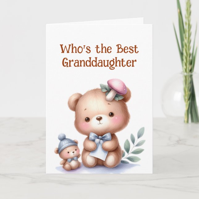 Fun Granddaughter Birthday Cute Teddy Bear Card (Front)