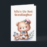 Fun Granddaughter Birthday Cute Teddy Bear Card<br><div class="desc">Fun Granddaughter Birthday Cute Teddy Bear</div>