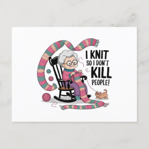 Fun Grandma Knitting Design Postcard