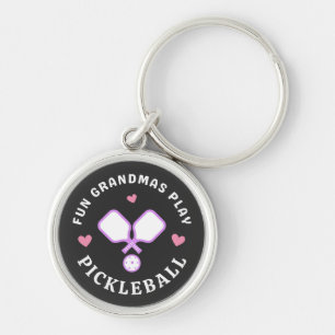 Fun Grandmas Play Pickleball Funny Grandmother Key Ring