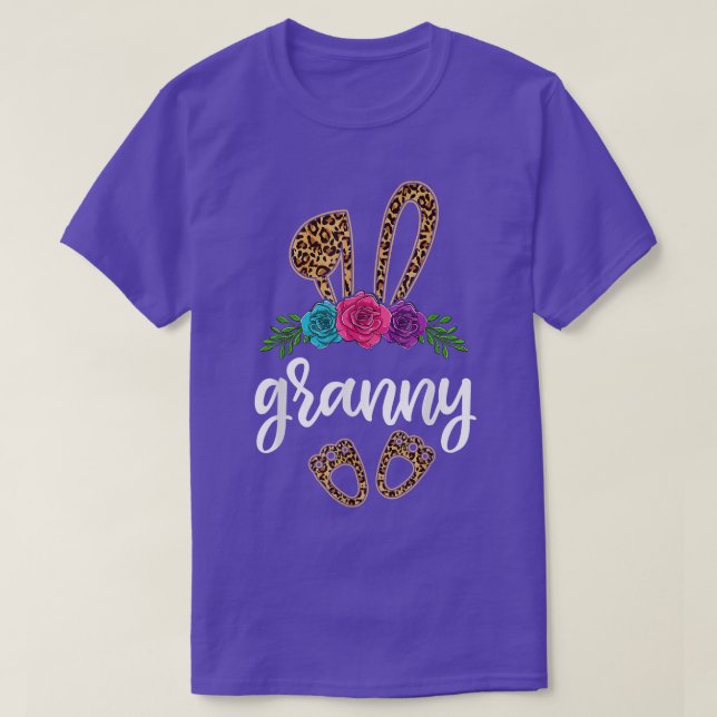 Fun Granny Bunny Leopard , Easter Day Bunny Grandm T-Shirt (Design Front)