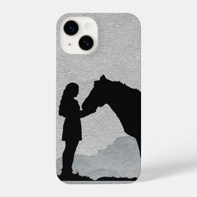 Fun Graphic Art Girl and Horse  iPhone Case (Back)