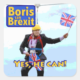 Fun graphic Boris Johnson Brexit from Europe image Square Sticker
