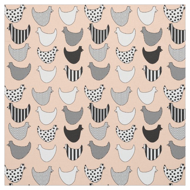 Fun Graphic Chickens Seamless Pattern Fabric (Swatch)