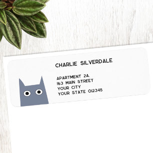 Fun Gray Cat Return Address Label