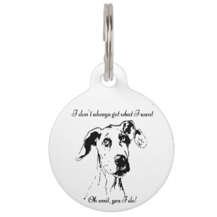 Fun Great Dane Dog Quote custom Name Pet Tag