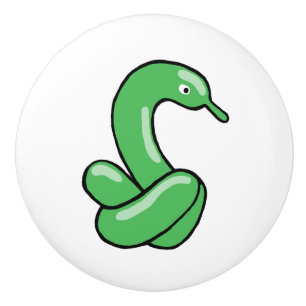 Fun green balloon animal swan design ceramic knob