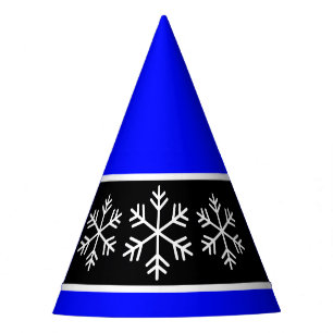 Fun Green Black Stripes White Alpine Snowflakes Party Hat