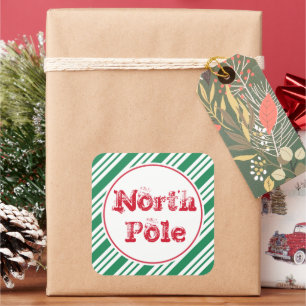 Fun Green Christmas North Pole Gift Tag Stickers