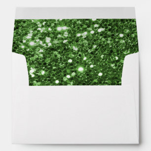 Fun Green Faux Glitter Photo Print Envelopes