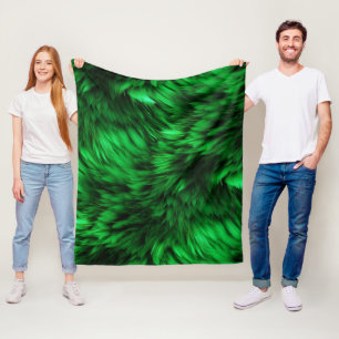 Fun Green faux monster fur texture Fleece Blanket
