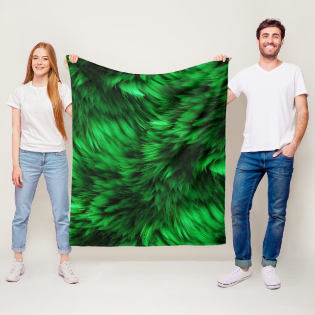 Fun Green faux monster fur texture Fleece Blanket (In Situ)