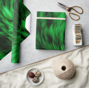 Fun Green faux monster fur texture Wrapping Paper