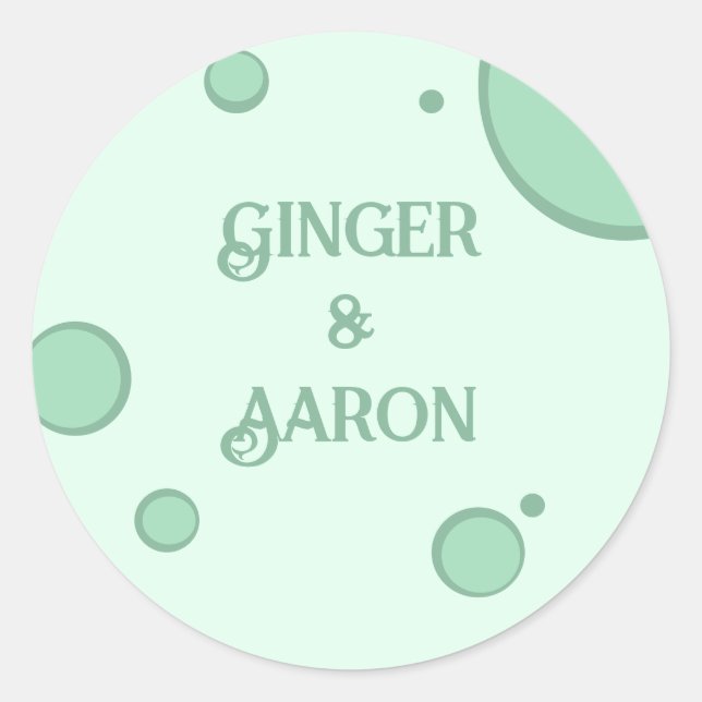 Fun Green Groovy Circles Retro Wedding Classic Round Sticker (Front)