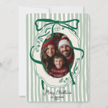 Fun Green Hand Drawn Merry Christmas Family Photo 